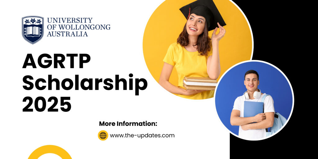 University of Wollongong campus with students engaging in research, promoting AGRTP fully funded scholarship opportunity