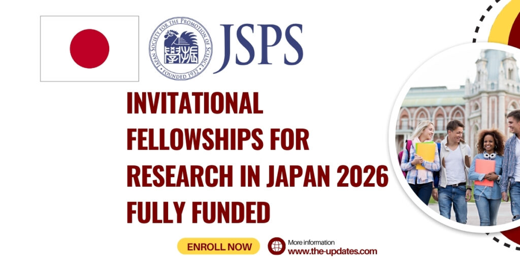 JSPS Japan International Fellowships 2026 banner showcasing fully funded research opportunities for international scholars in Japan.
