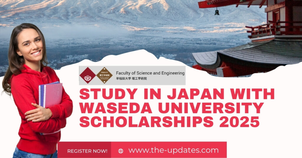 Waseda University campus in Japan offering scholarships for international students in bachelor's, master's, and PhD programs 2025