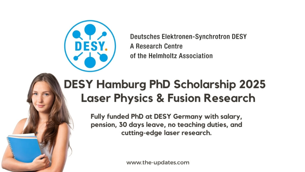 PhD students working in a high-tech laser laboratory at DESY Hamburg, Germany, as part of the fully funded fusion research program.