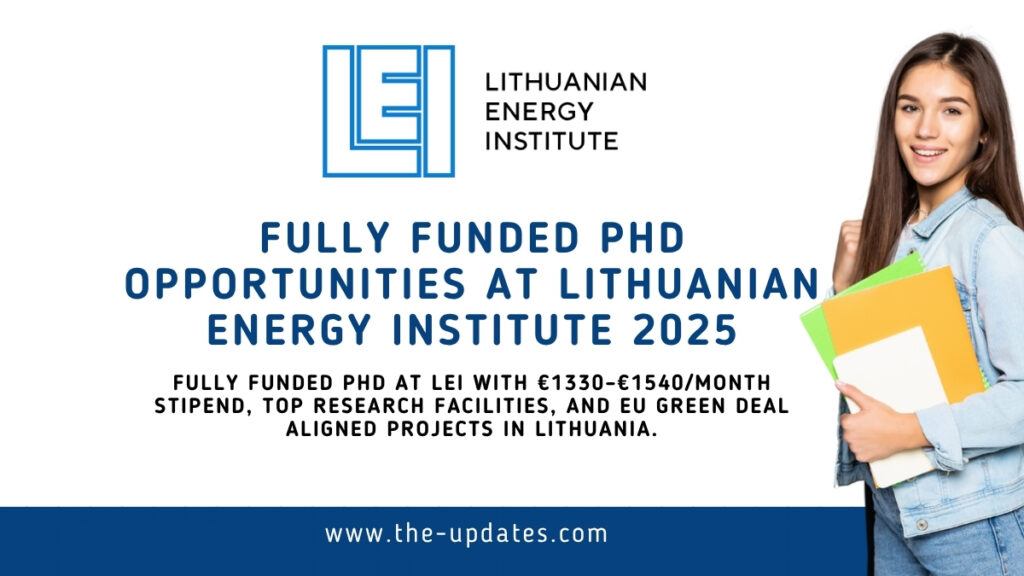 PhD students at Lithuanian Energy Institute conducting energy and environmental research in a modern laboratory setting in Kaunas, Lithuania.