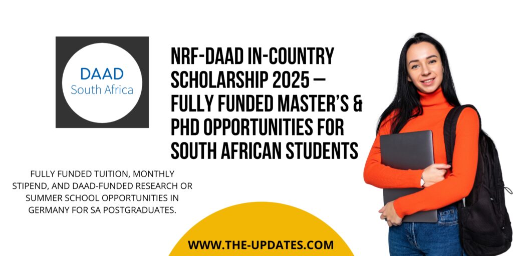 South African postgraduate student studying with books and laptop, representing NRF-DAAD fully funded scholarship benefits.
