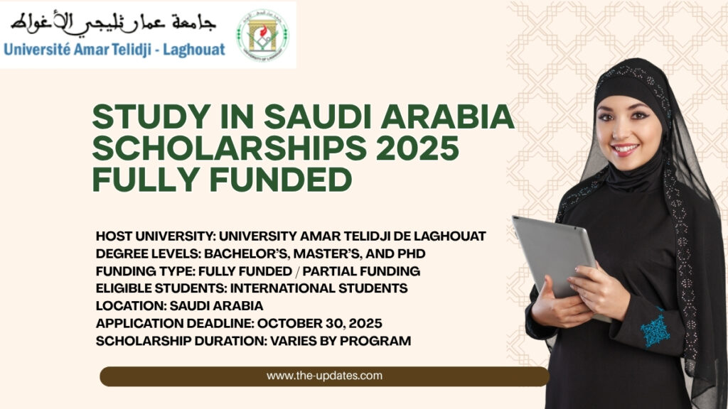International students studying at a Saudi university campus under the 2025 fully funded scholarship program
