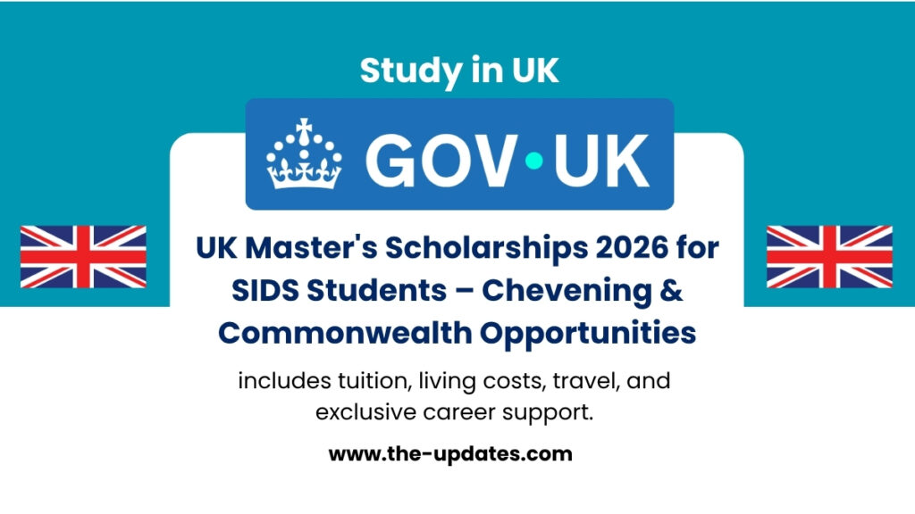 SIDS students receiving UK Master’s scholarships, studying at a British university campus with international peers.