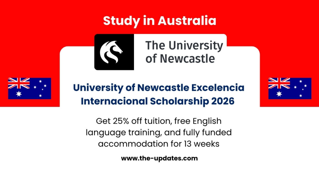 University of Newcastle campus with international students, representing scholarship benefits like tuition reduction and on-campus housing