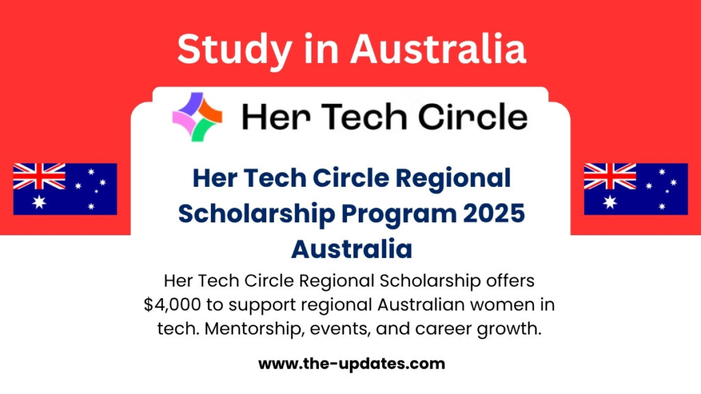 Women in tech event – Her Tech Circle Regional Scholarship 2025 banner showcasing diverse women networking at a tech conference.