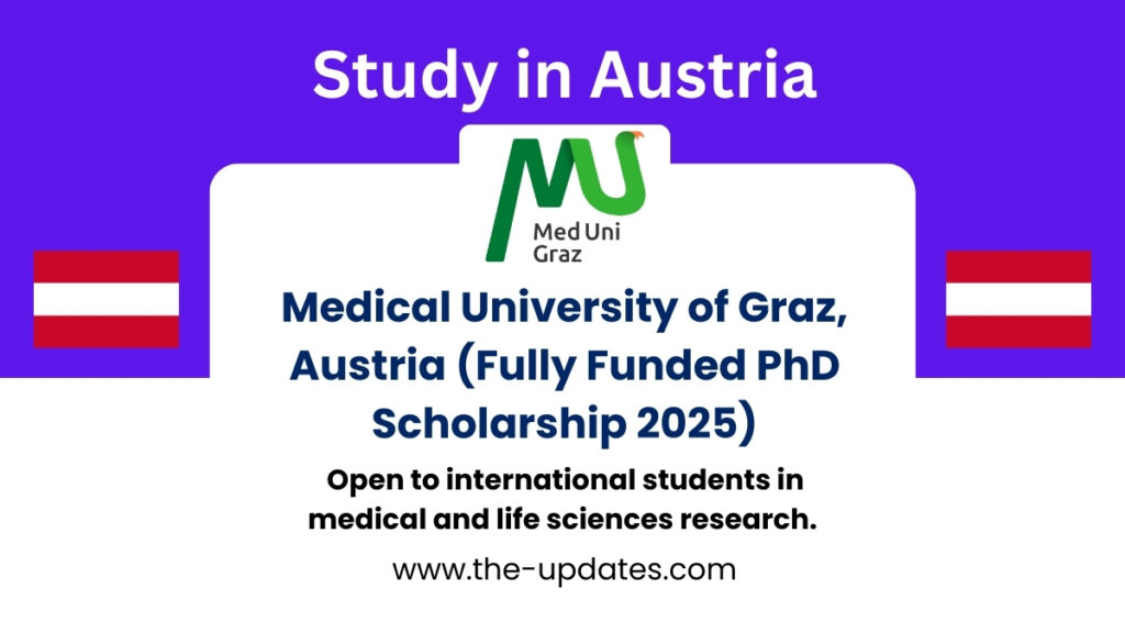 Fully funded PhD Scholarship 2025 at Medical University of Graz, Austria for international students in medical and life sciences.