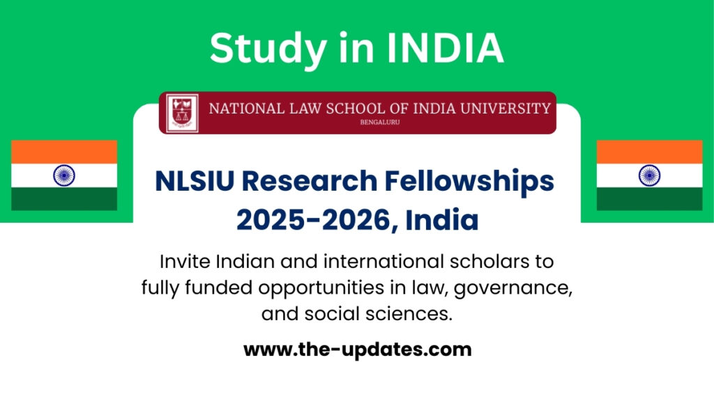 NLSIU Research Fellowships 2025-26 for Indian and international scholars in law, governance, and social sciences.